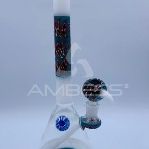 Worked Wig Wag Water Pipe - 10" - 14mm Female